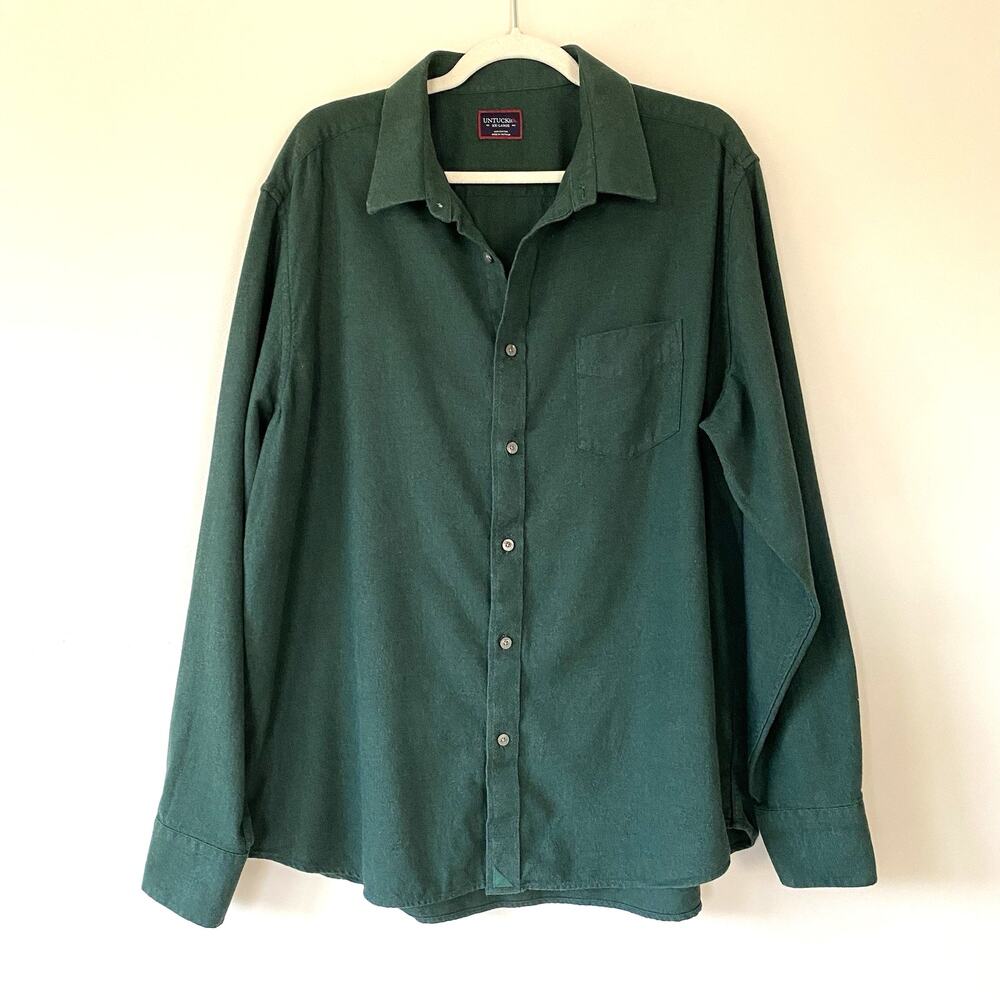 UNTUCKit Sherwood Flannel Shirt Dark Green Size XXL Outdoor Modern Workwear